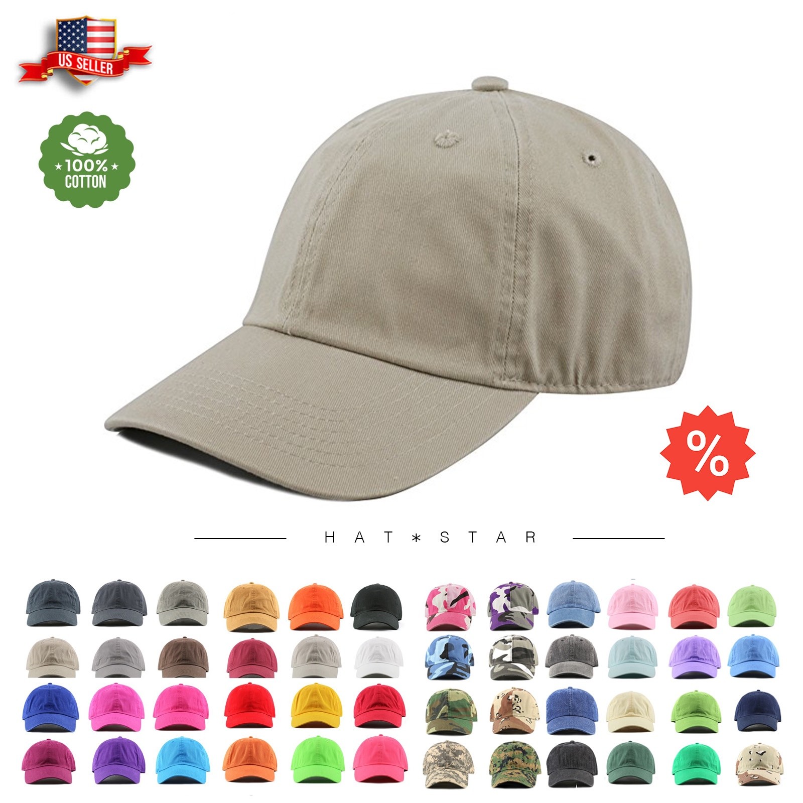 New Cotton Baseball Cap Ball Dad Hat Adjustable Plain Solid Washed Men Women