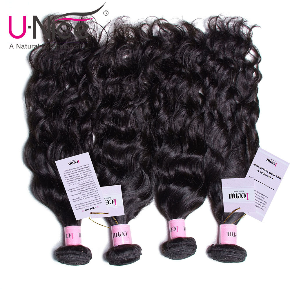 UNice Hair Indian Natural Wave 100% Human Hair Extensions 1-3 Bundles Hair Wefts