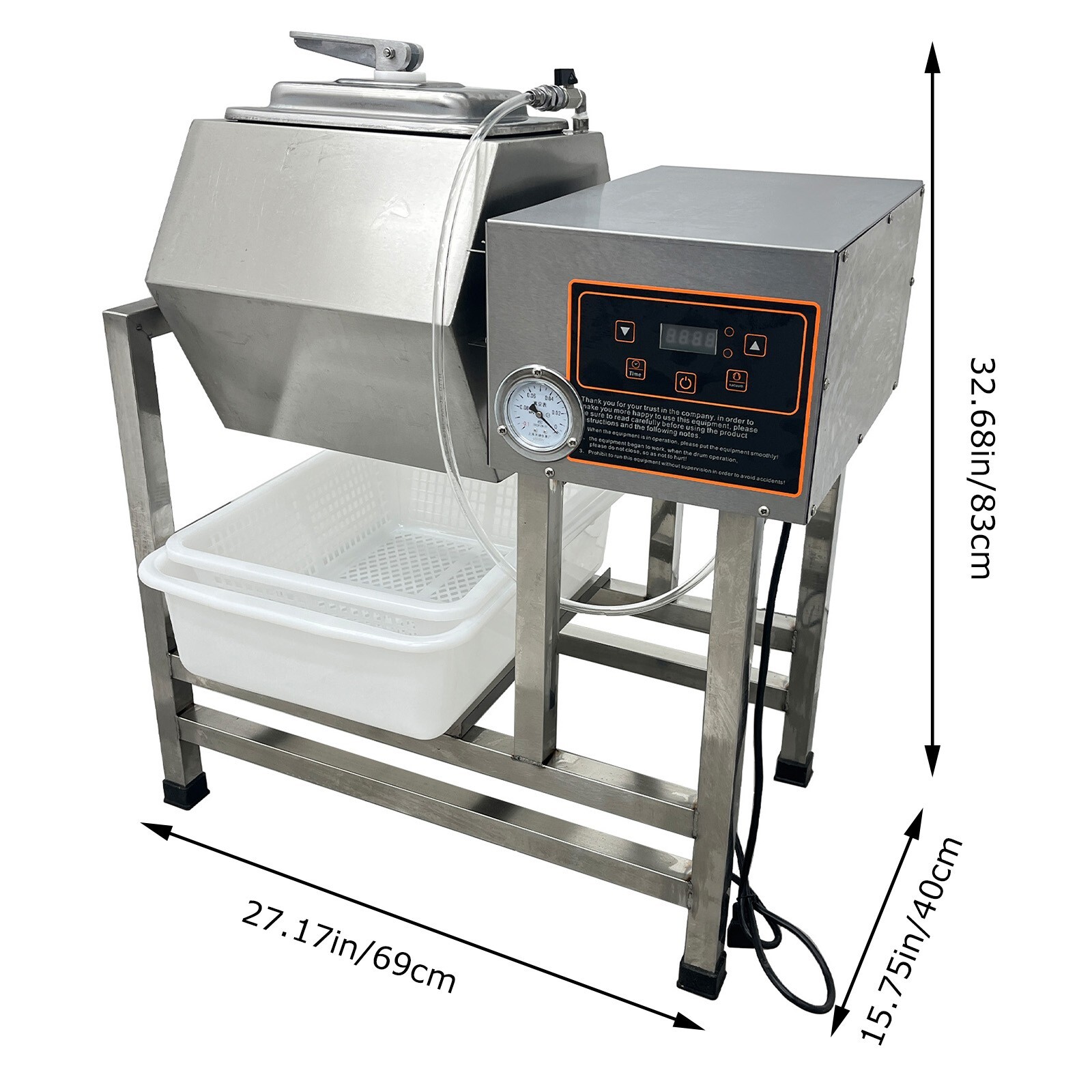 32L Vacuum Pump Meat Seafood Tumbler Marinator Mixer Curing Roll KneadingMachine