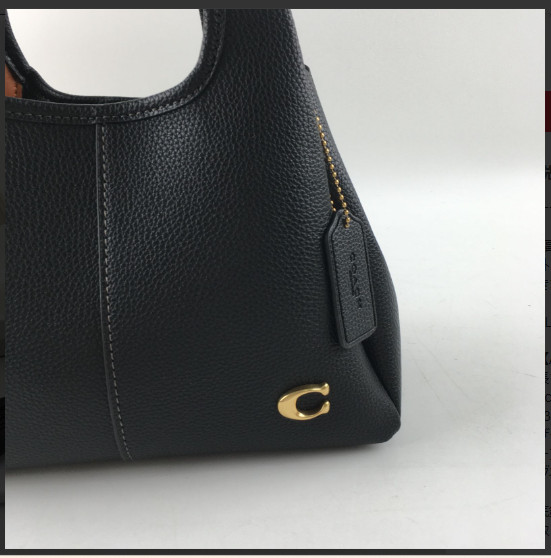 COACH CM545 Lana Shoulder Bag 23 Polished Pebble Leather Black Outlet New