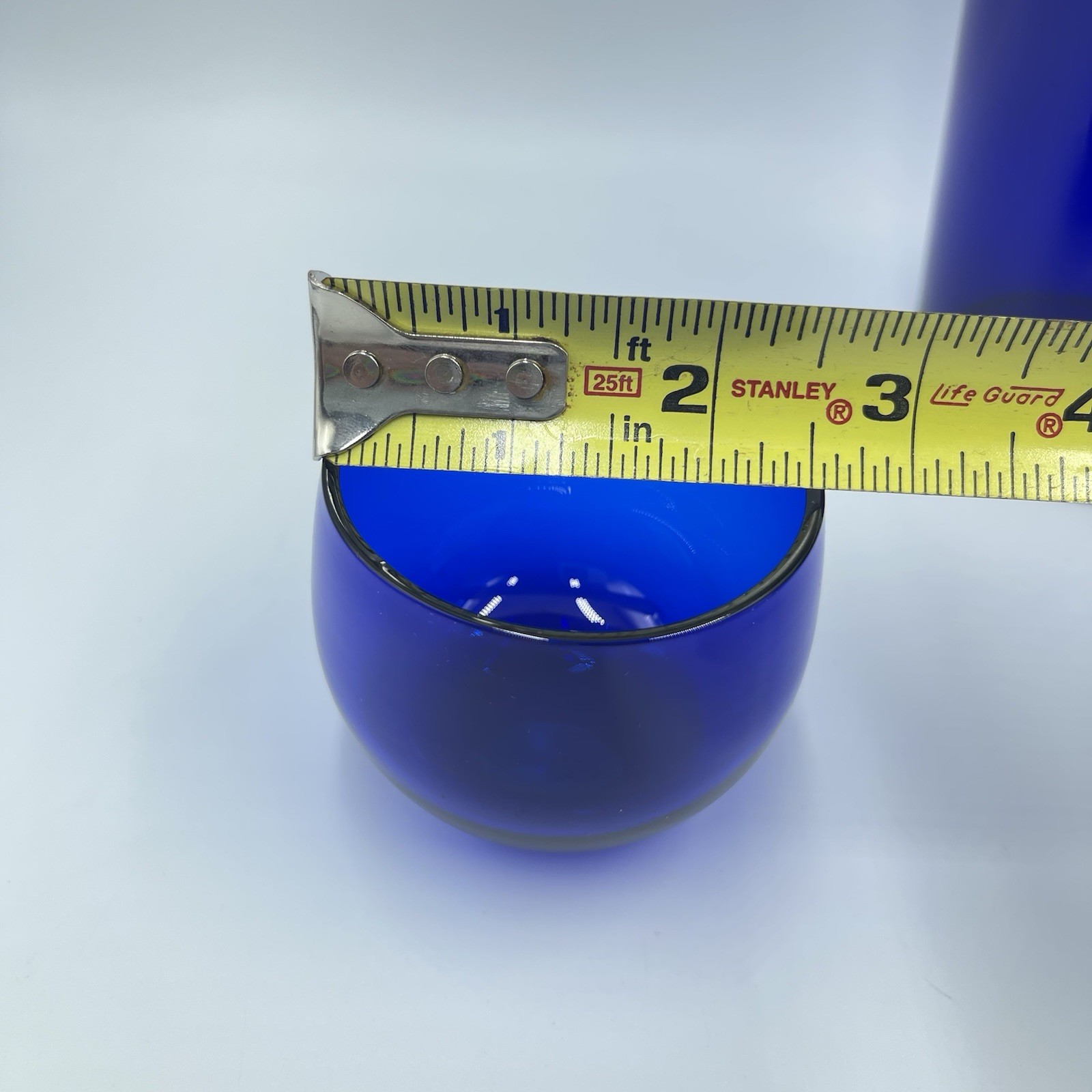 Vgt Cobalt Blue Cocktail Shaker with 4 Roly Poly Glasses Chrome Plate Shaker Top