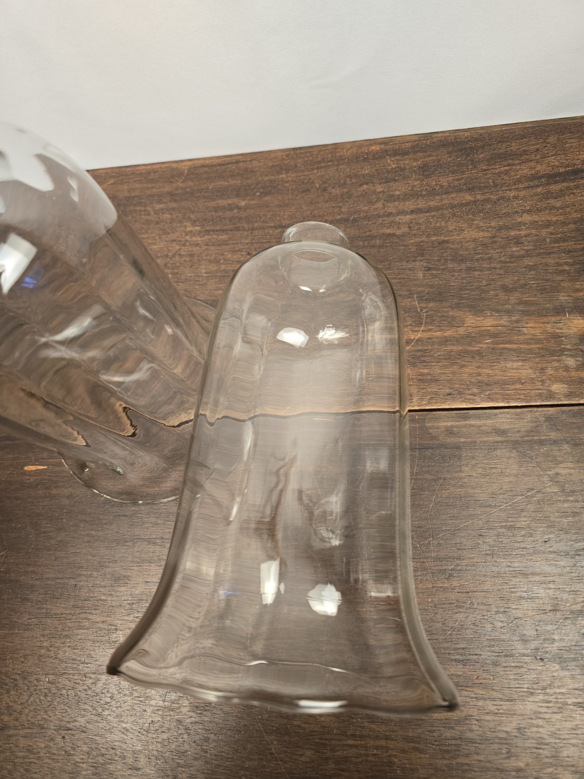 Set Of 2 Clear Fluted Glass Enhance Lighting Fixtures Candle Holders Lamp Shades