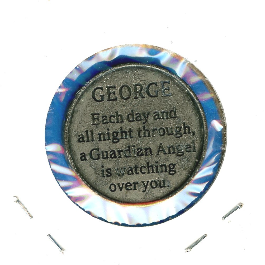 Guardian Angel George Watching Over You Protection Coin 1" Vintage Token