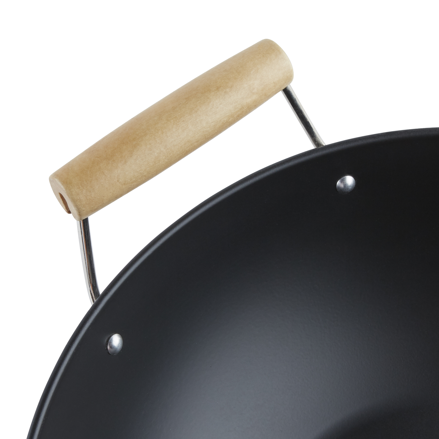 Wok Frying Pan 13.75" Non-Stick Chinese Cast Cooking Fry Stir Sear Carbon Steel