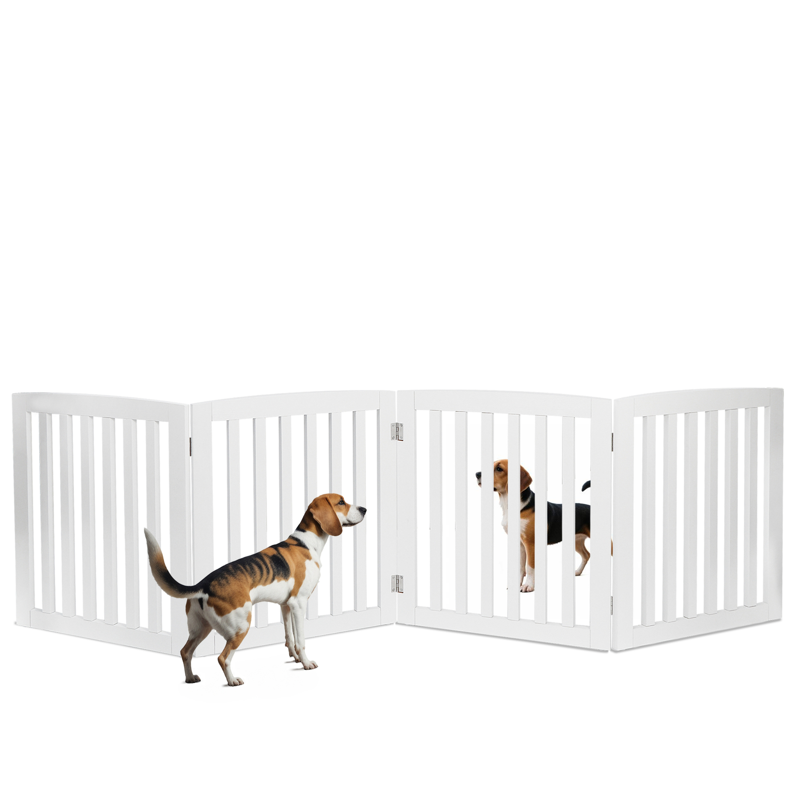 Dog Gate Indoor Freestanding 4 Panel 24 Inch Pet Gate Foldable Dog Fence White