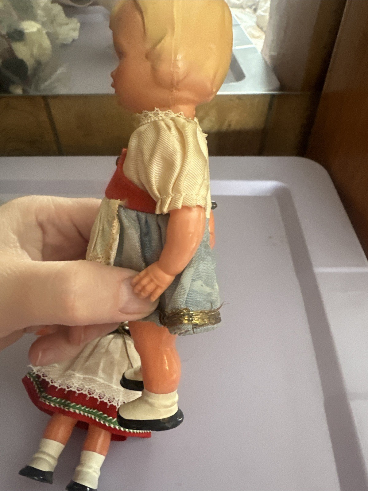 VINTAGE Germany Wind Up Dancing Dolls Celluloid One Without key Lot Of 2