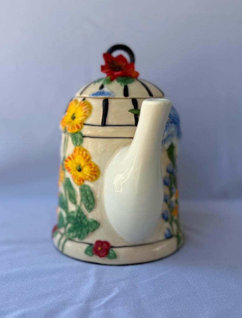 Blue Sky Clayworks Heather Goldminc Wildflower Tea Society Ceramic Tea Pot New