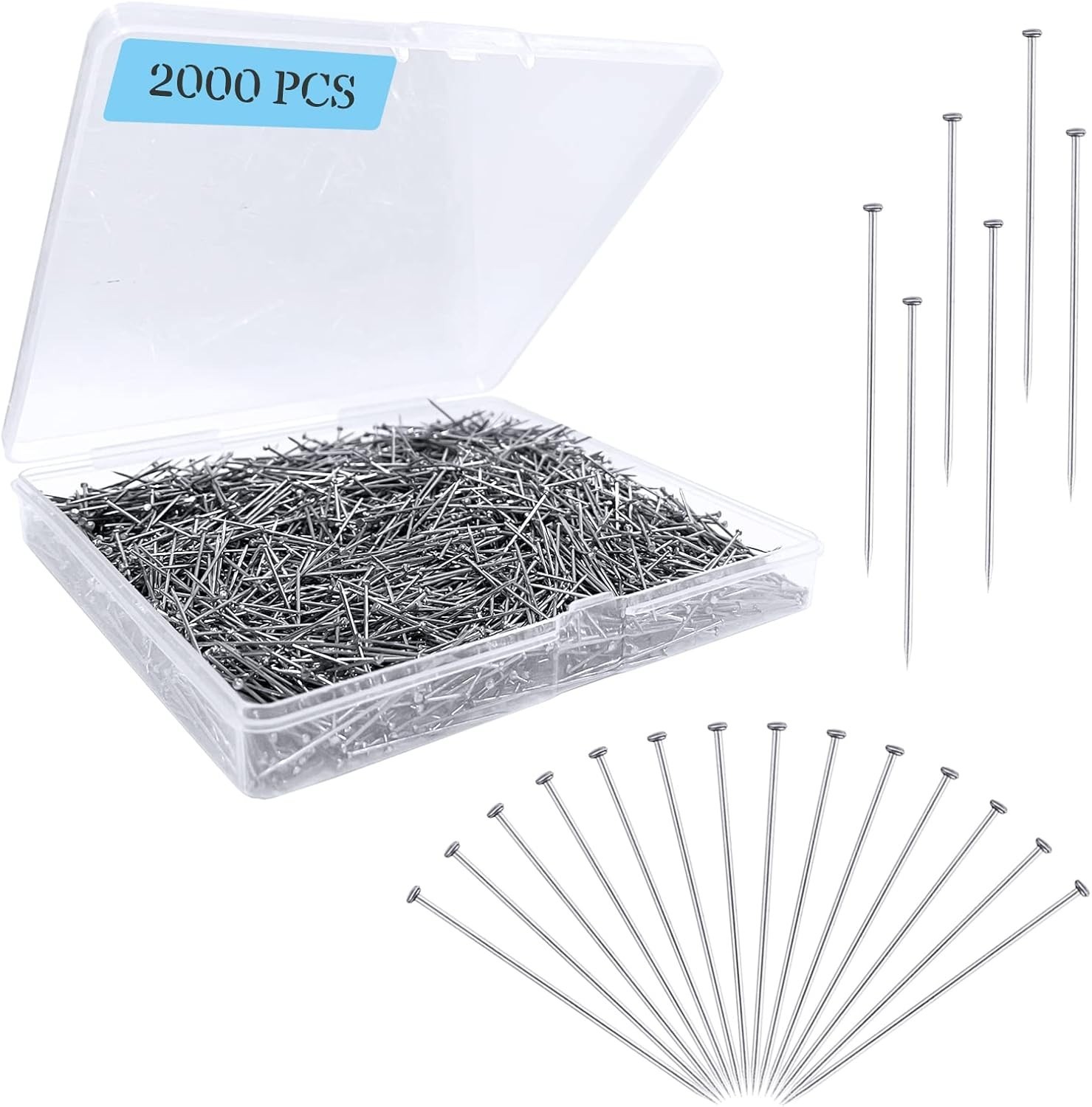 500/2000PCS Straight Pins for Crafts, Sewing Pins for Fabric Dressmaker Pins...