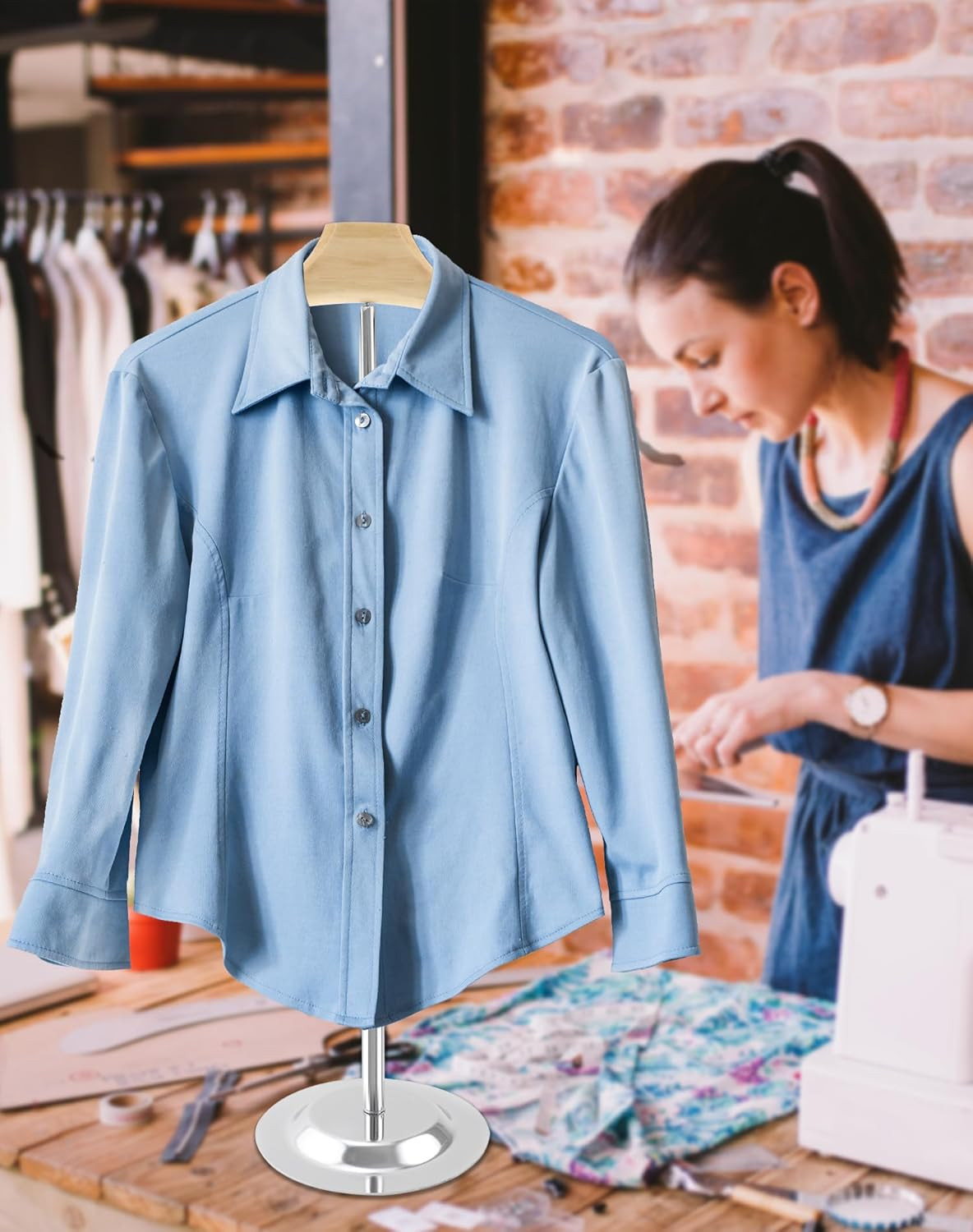 Adjustable Metal T-Shirt Display Stand, 2 Pack Foam & Wire Clothes Hanger Rack -