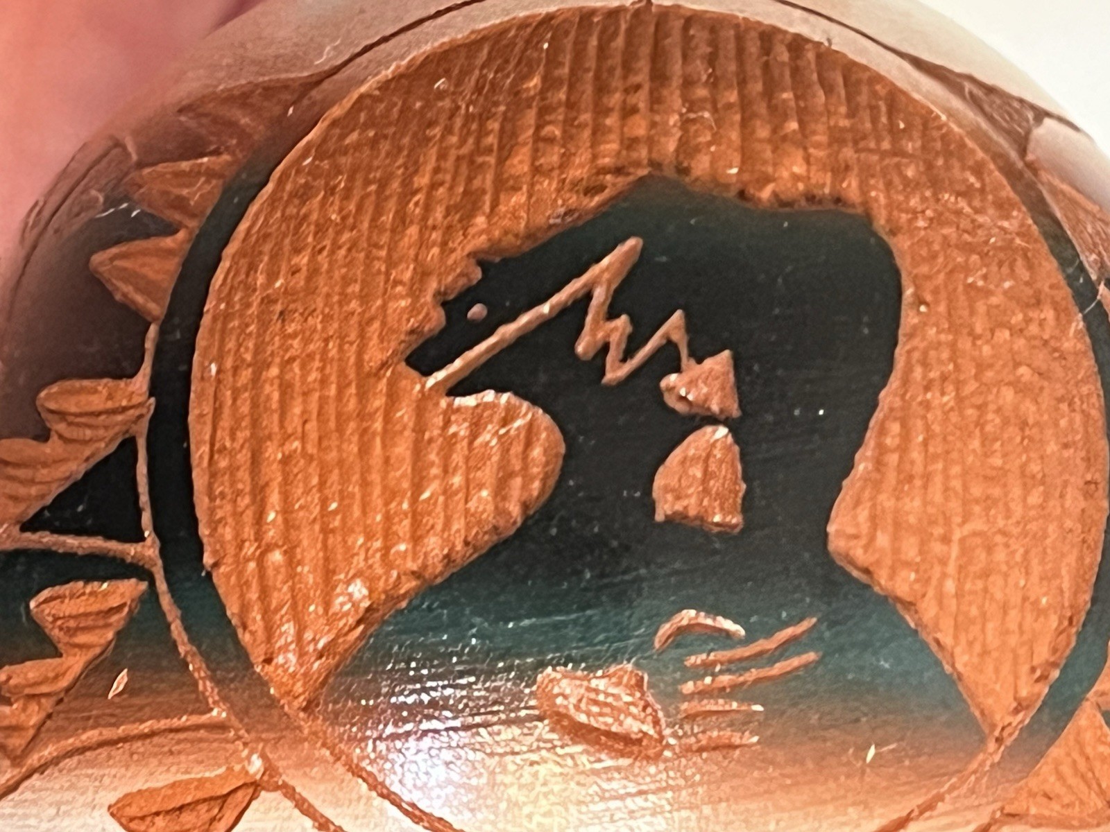 Mitchell Blackhorse Dine Hand-Crafted Native Wood Ornament, Bear Heartline, Claw