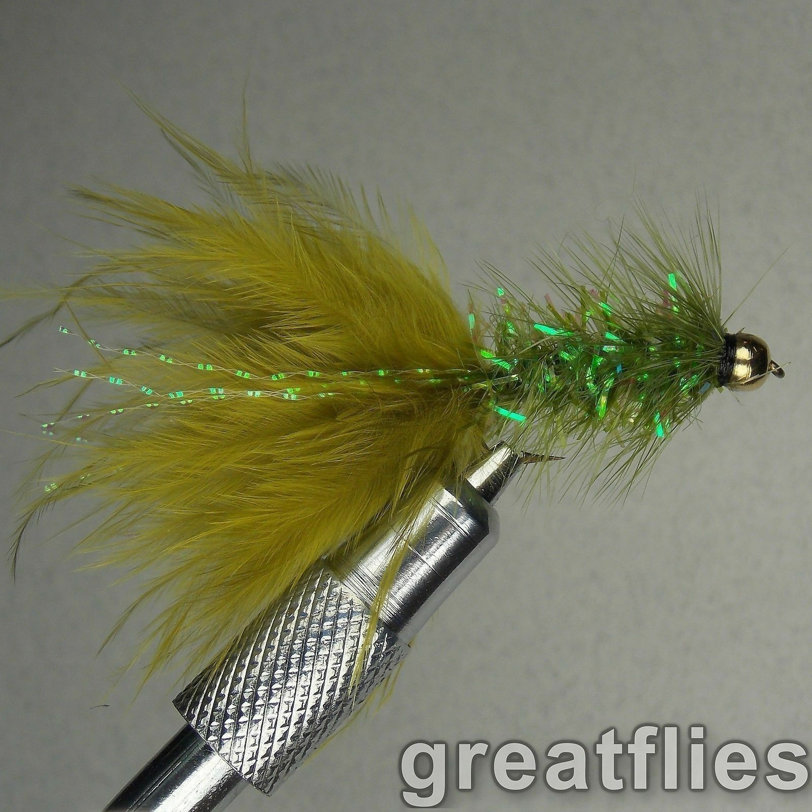 1 dozen (12) - Crystal Bugger - OLIVE - Bead Head