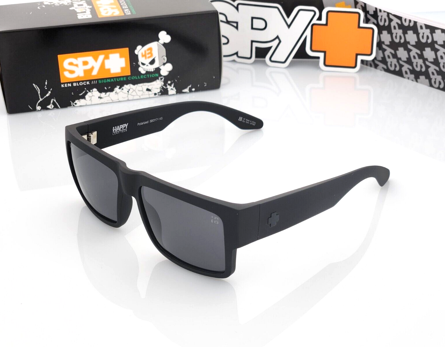 Polarized Spy Cyrus Sunglasses Soft Matte Black Frame Smoke Tint Polarized Lens