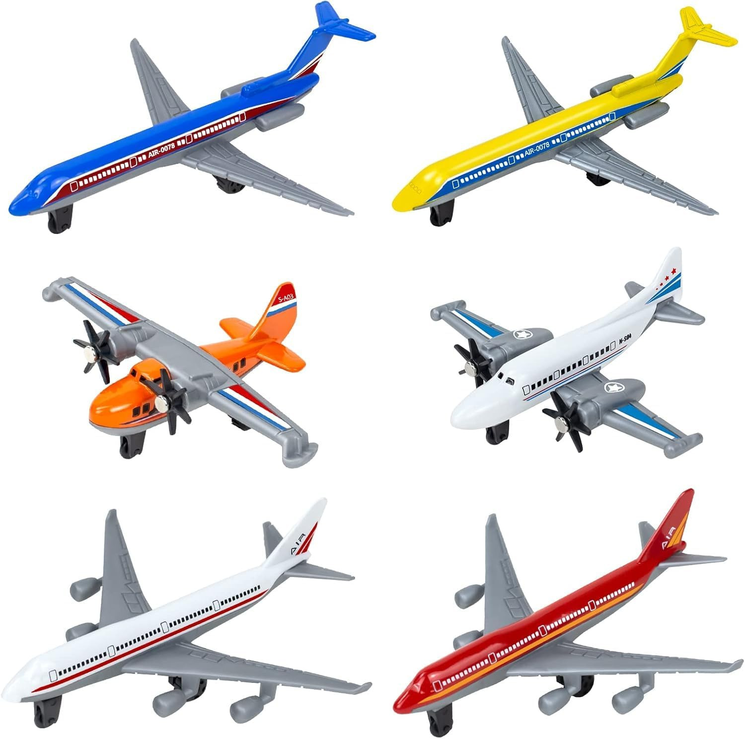 Toy Airplane 6 Pack, Diecast Airplane Toy for Boys Age 3 4-7 8-12, Alloy Planes