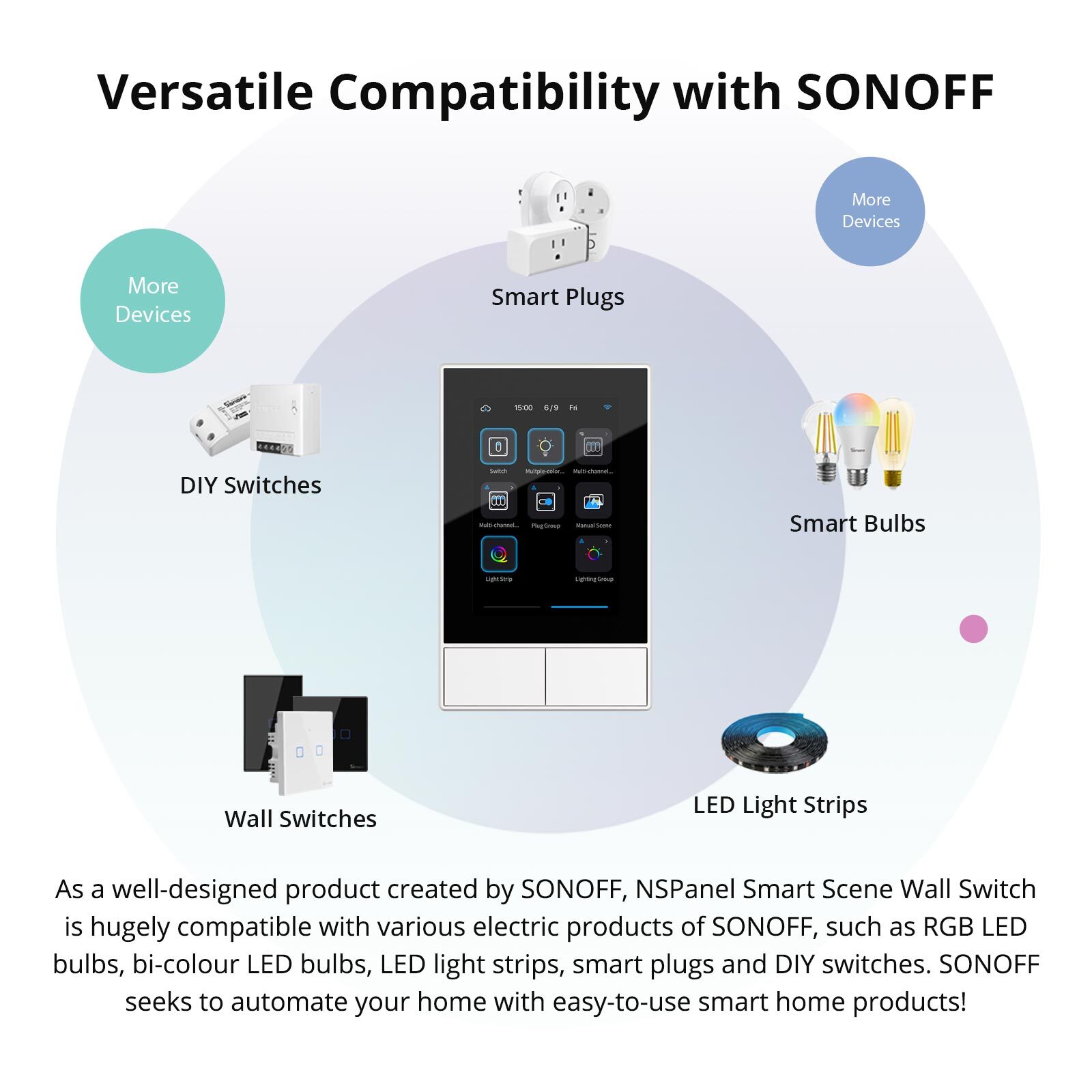 SONOFF NSPanel WiFi Smart Scene Wall Light Switch Touchscreen Smart Home Control