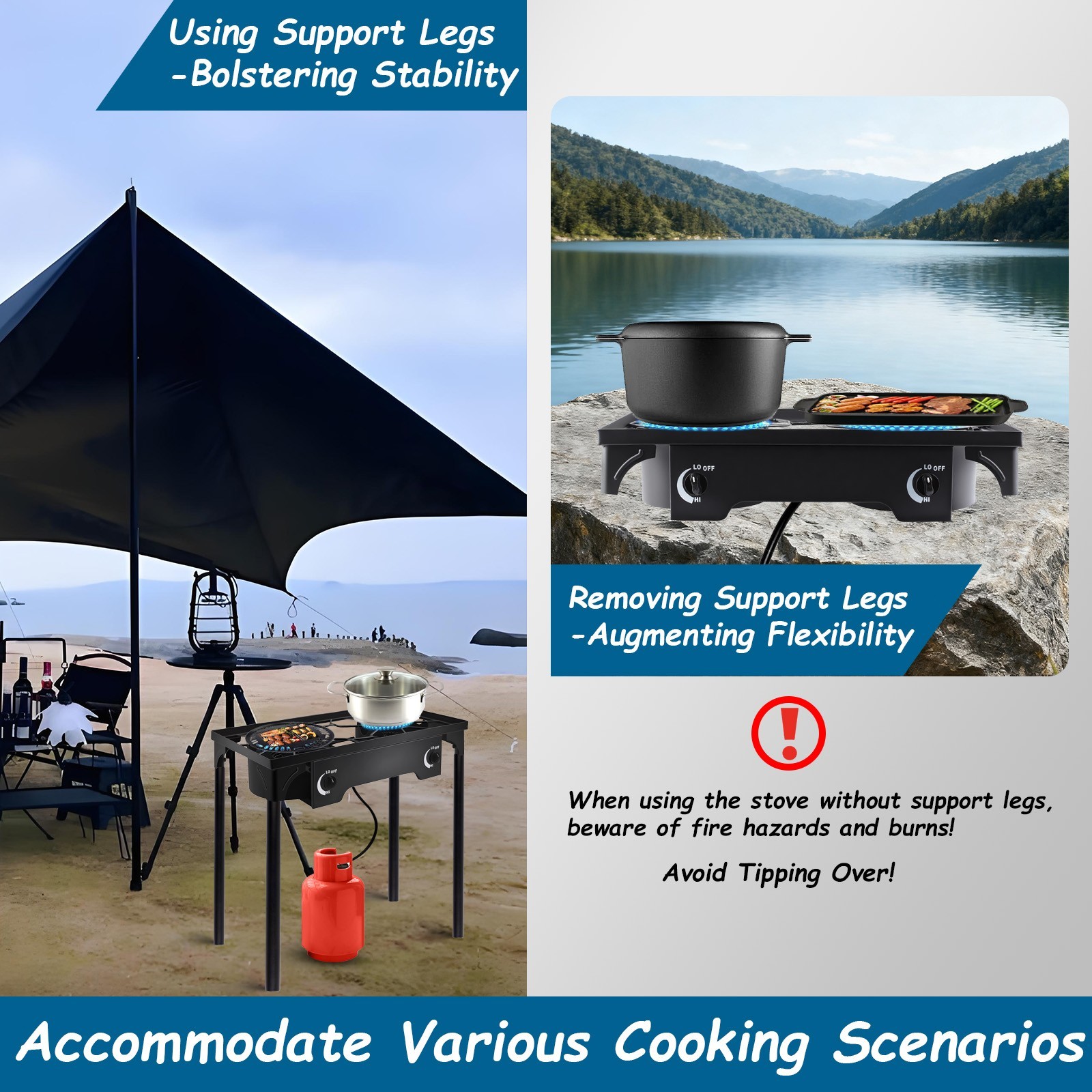 Hot 150000 BTU Propane Stove 2 Burner Gas Outdoor Portable Camping BBQ Grill US