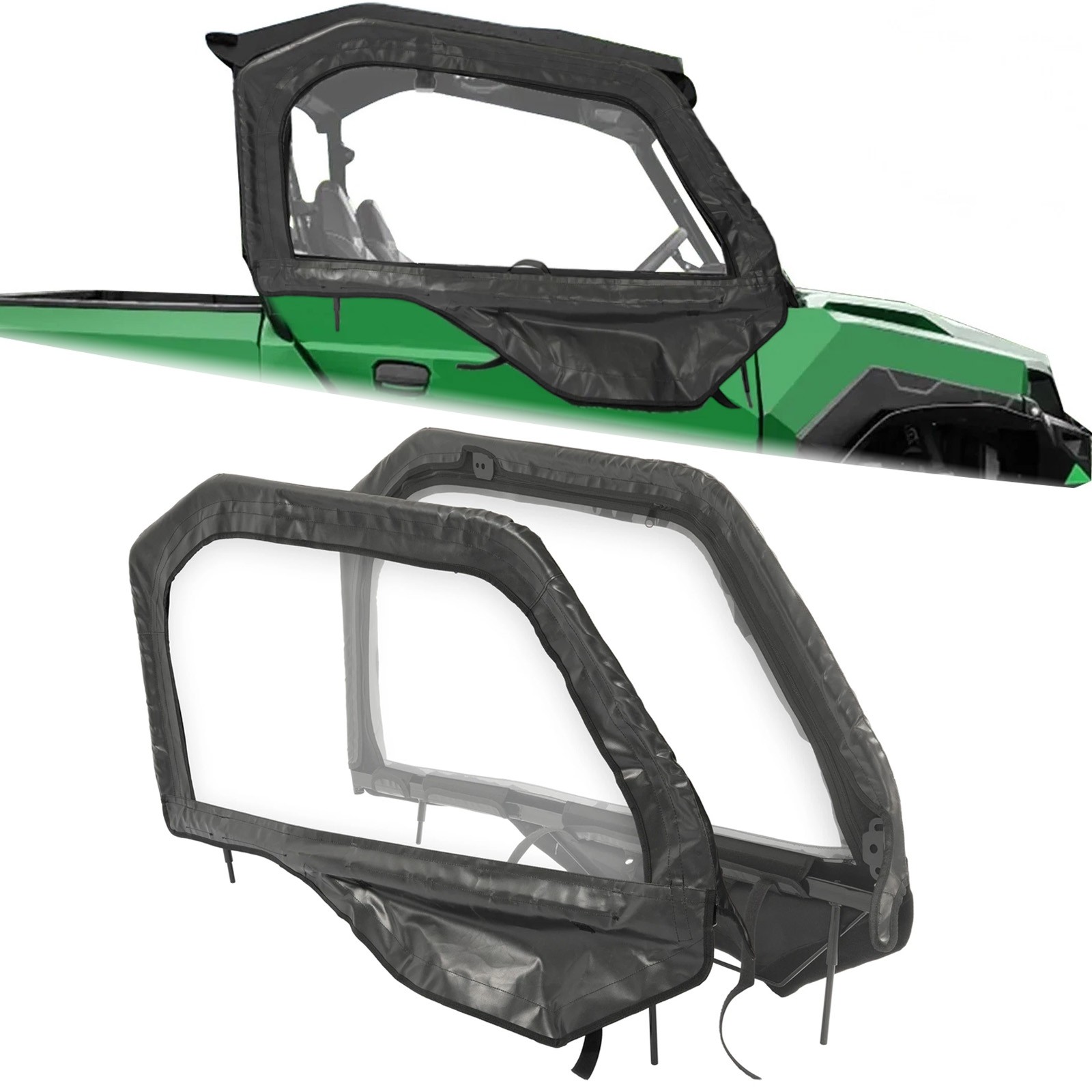 Left+Right Door Kit Side Windows For Polaris General 1000 Universal Steel Frame