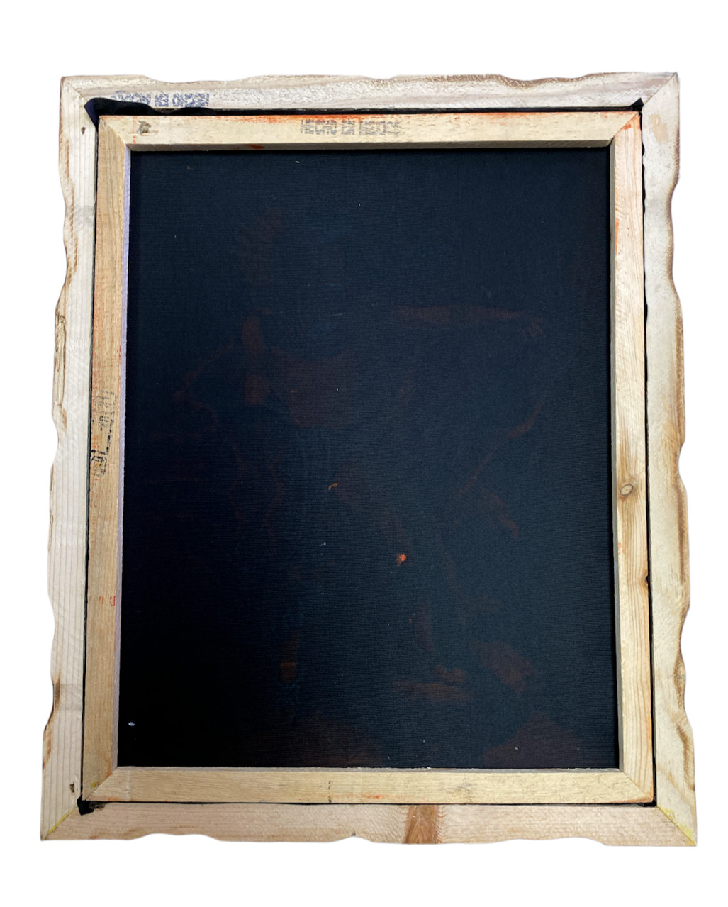 DEVIL ON THE TOILET , 18"X 22" HAND PAINTED,VELVET PAINTING, VINTAGE, WOOD FRAME