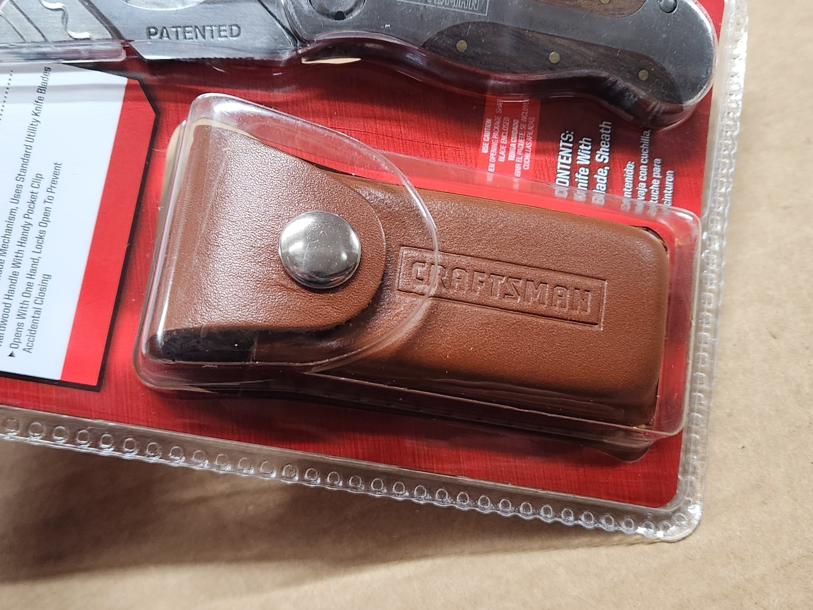 Craftsman FOLDING WOOD HANDLE LOCKBACK UTILITY KNIFE w LEATHER BELT SHEATH NEW