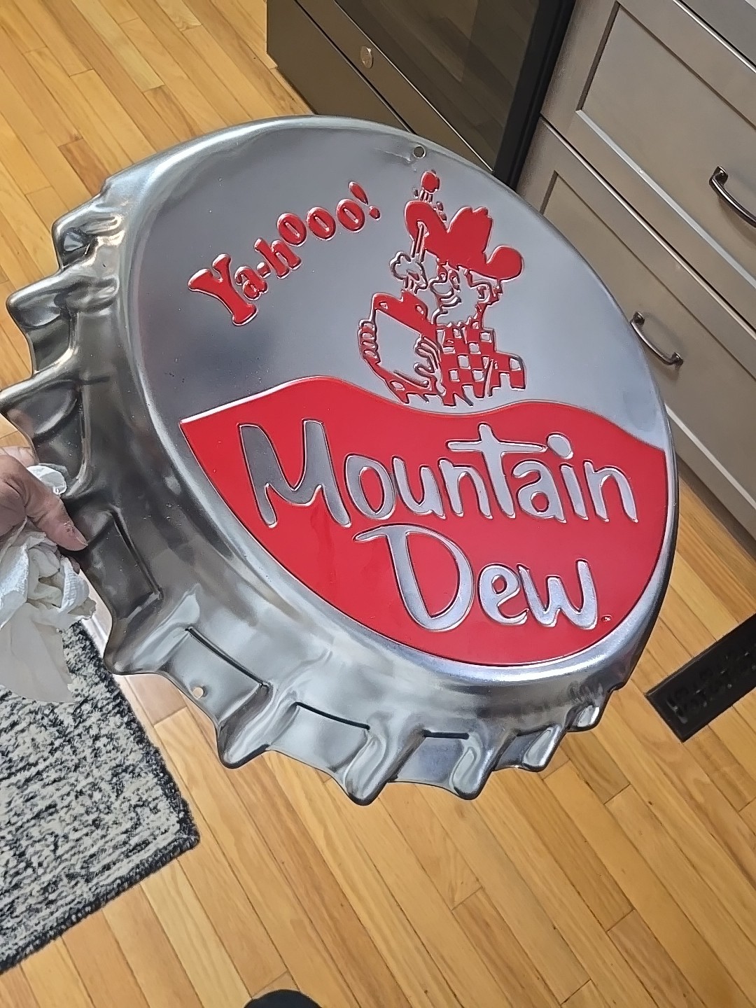 Mountain Dew Hillbilly Ya-Hoo embossed metal sign 18x19 used