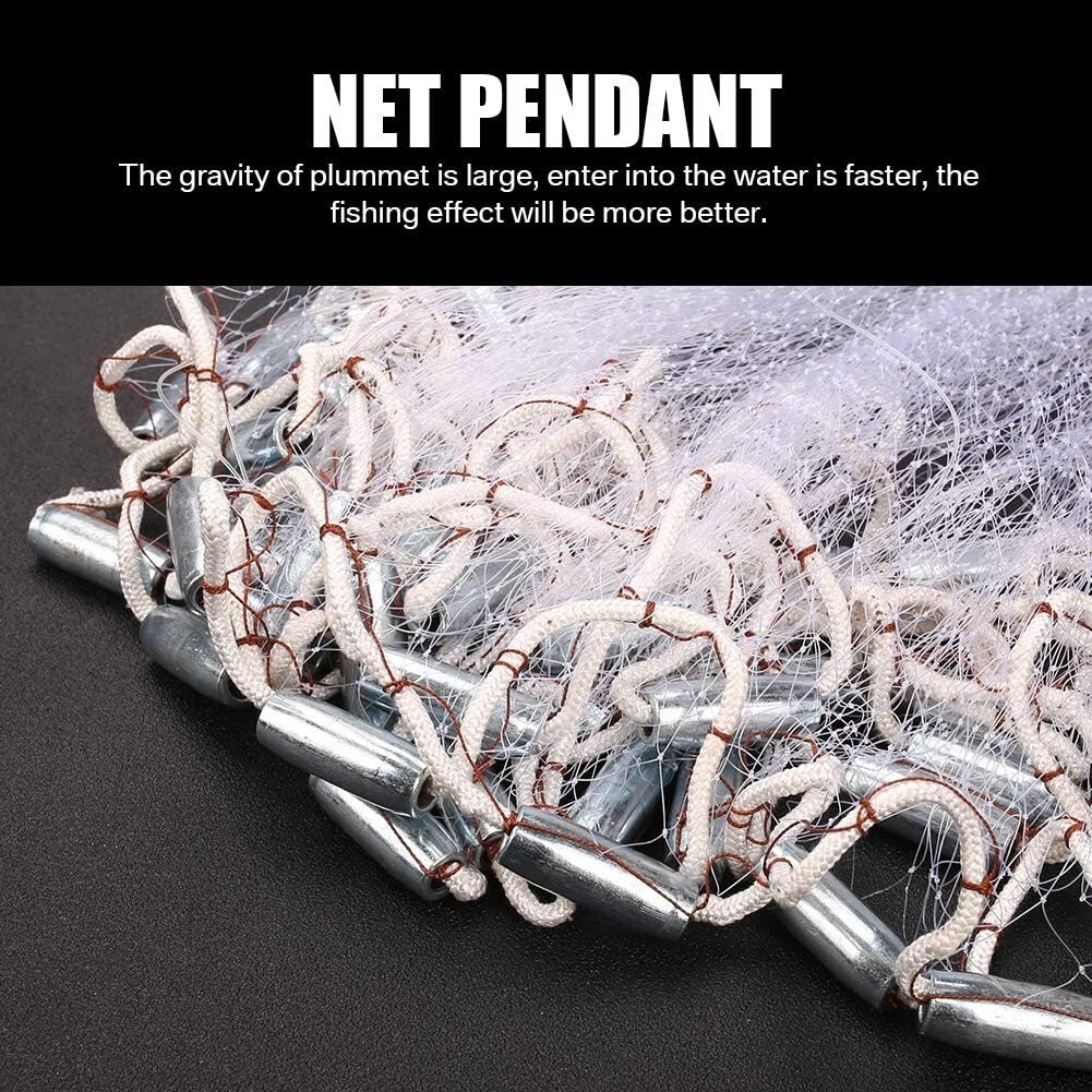 NEW 6/8/10/12/16FT Nylon Fishing Hand Cast Net Bait shrimp Easy Throw 1/2'' Mesh