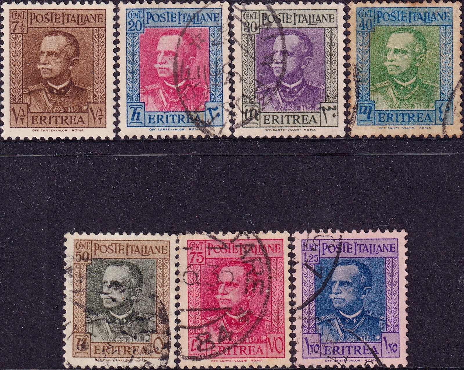 ITALY ERITREA 1930 KVEIII issue sg. 191-197