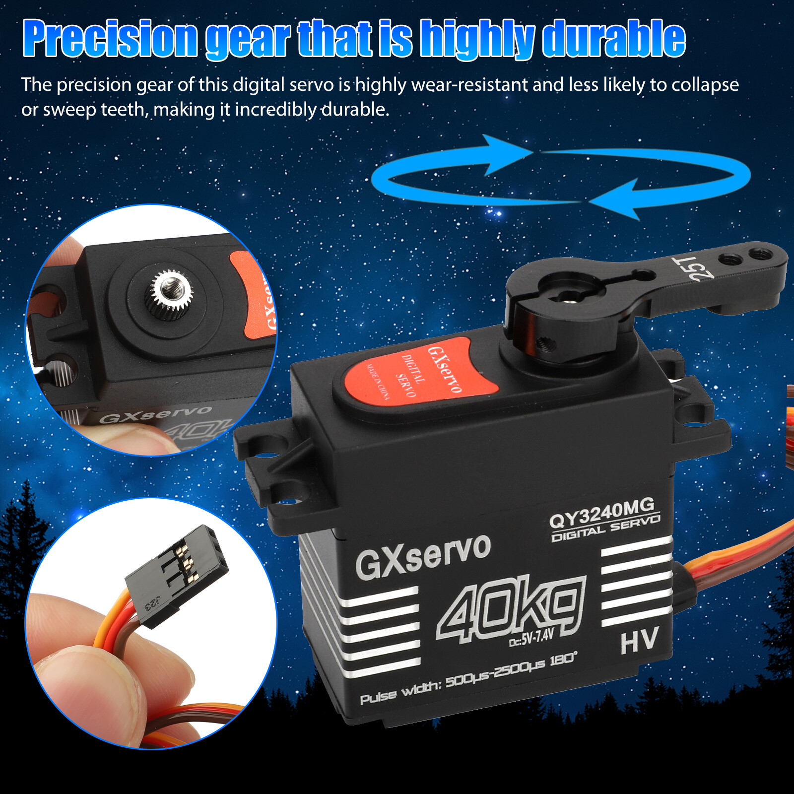 2pcs 40KG Metal Gear Digital Servo 25T Arm High Torque Speed for 1/8 1/10 RC Car