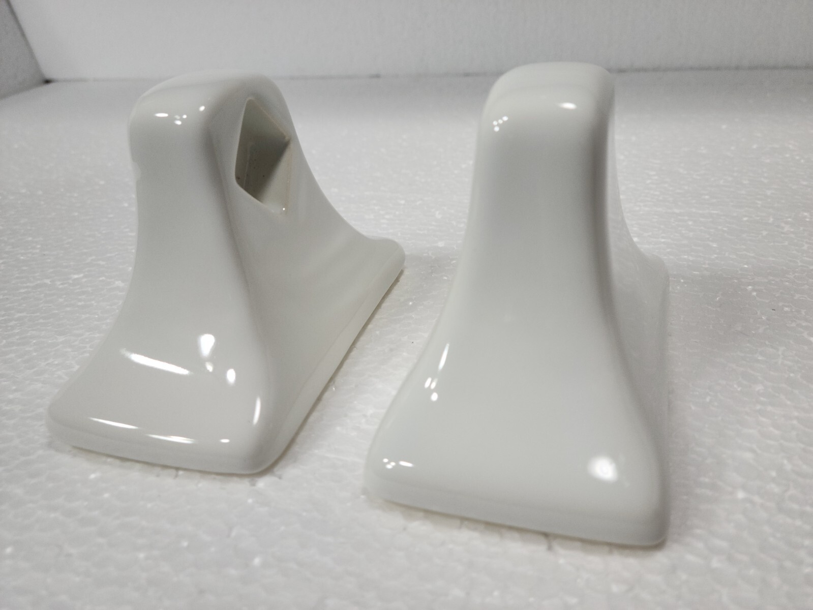 Vintage White Ceramic Towel Bar Rod Rack Post Holders Flat Back Glue over Tile