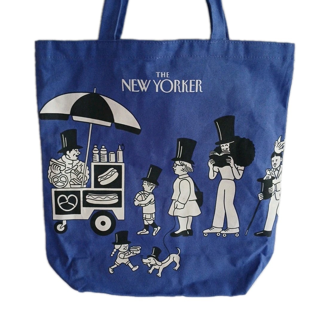 The New Yorker Magazine Periwinkle Blue Tote Canvas Bag Limited Tomi Um Hot Dog