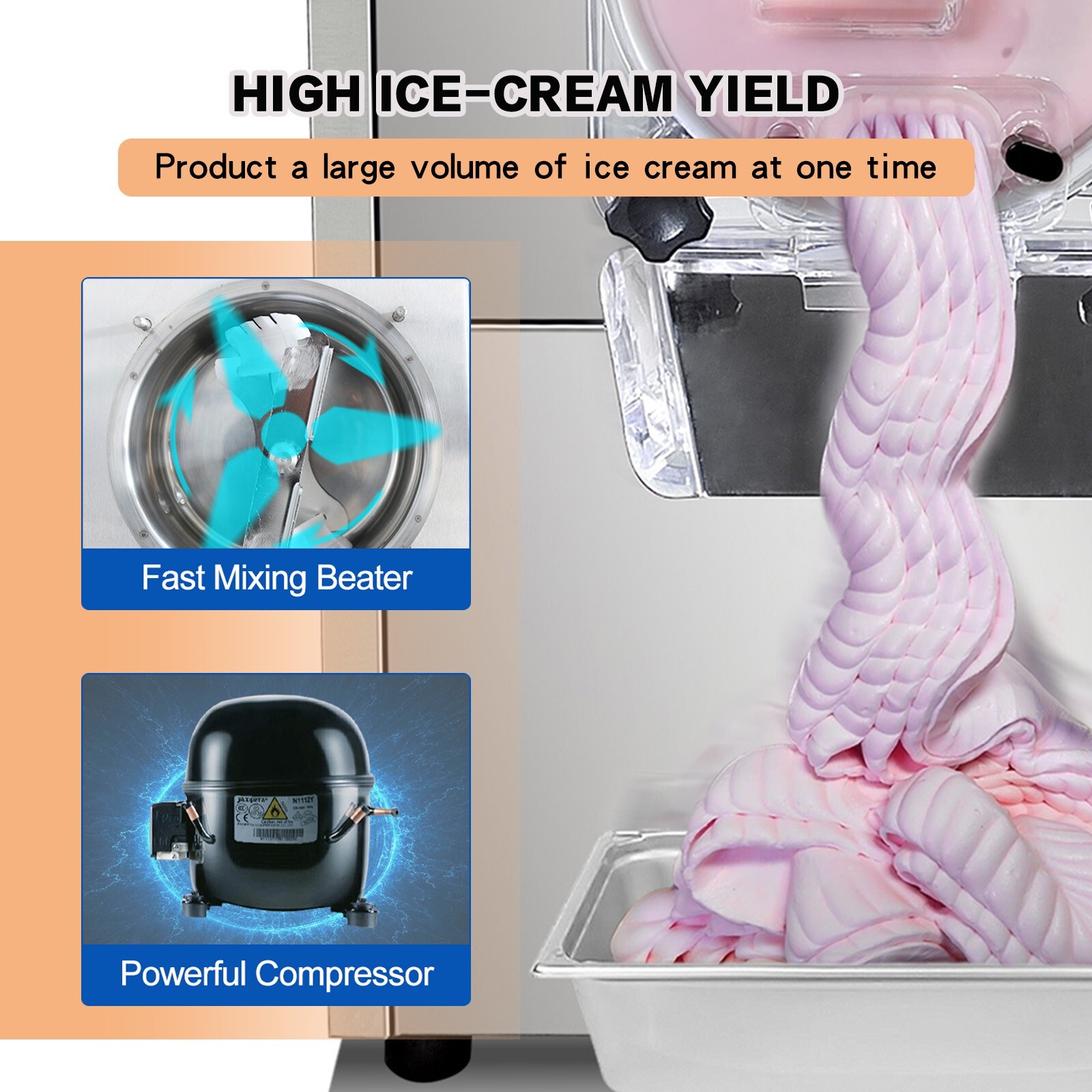 Kolice Commercial Tabletop Gelato Hard ice Cream Machine 4 gal/hour