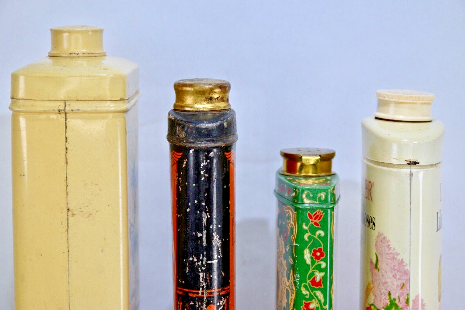 Vintage Advertising Perfume Talcum Powder Tin Emeraude Coty, Egyptian + Lot of 4