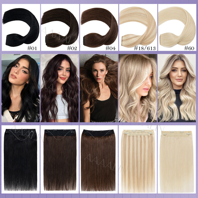 Invisible 100% Real Remy Human One Piece Wire Clip in Hair Extensions Nano Ring