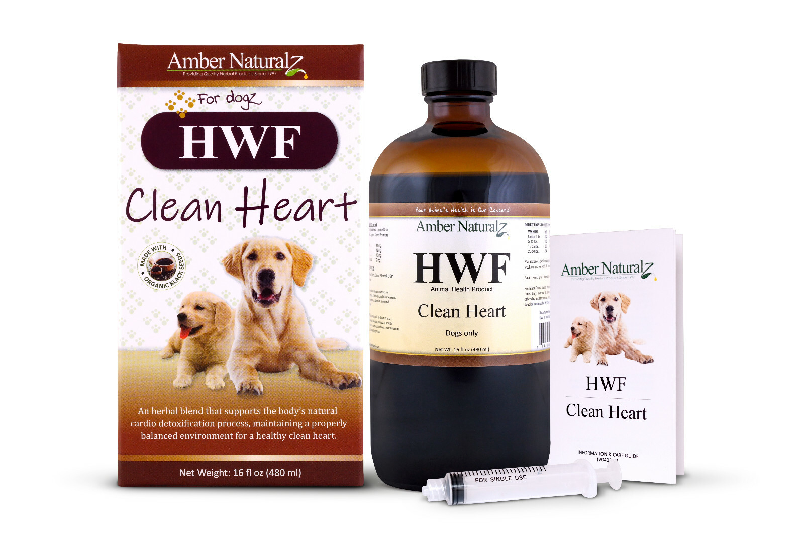 Amber Naturalz HWF - Organic Cardiovascular Detox 4 Dogs 16 oz FREE 2nd Day Air
