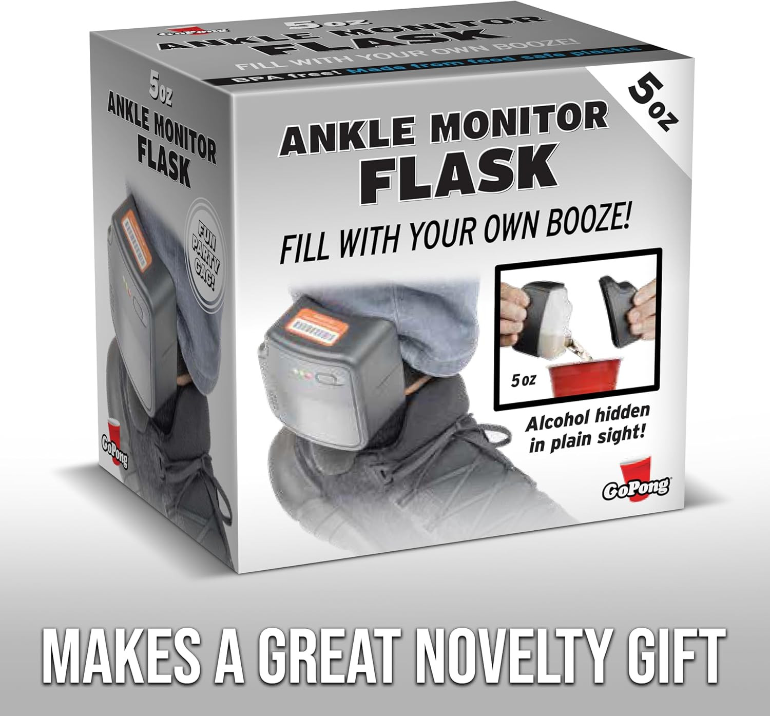 Ankle Monitor Flask (5 Oz) - Hidden Alcohol Flask - Funny Liquor Gift for House