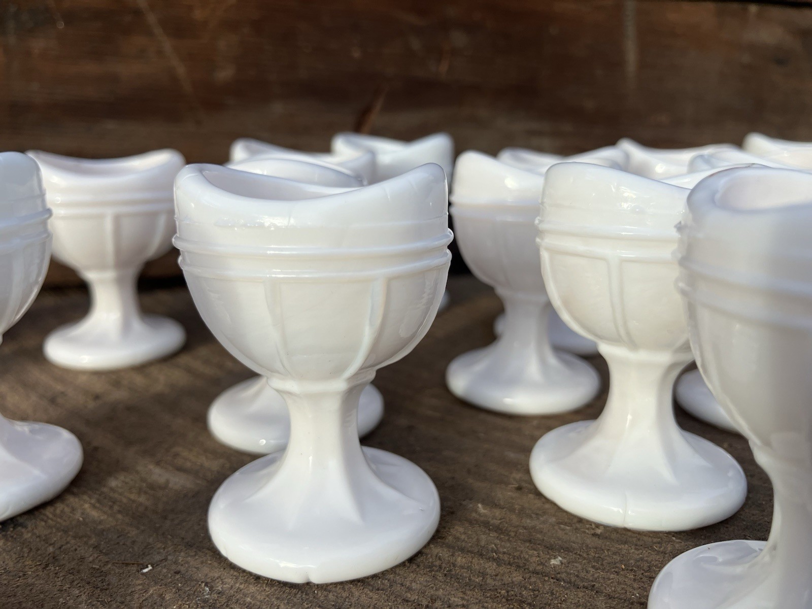 Vintage Milk Glass Slag Eye Wash LOT OF 24 Apothecary Medical