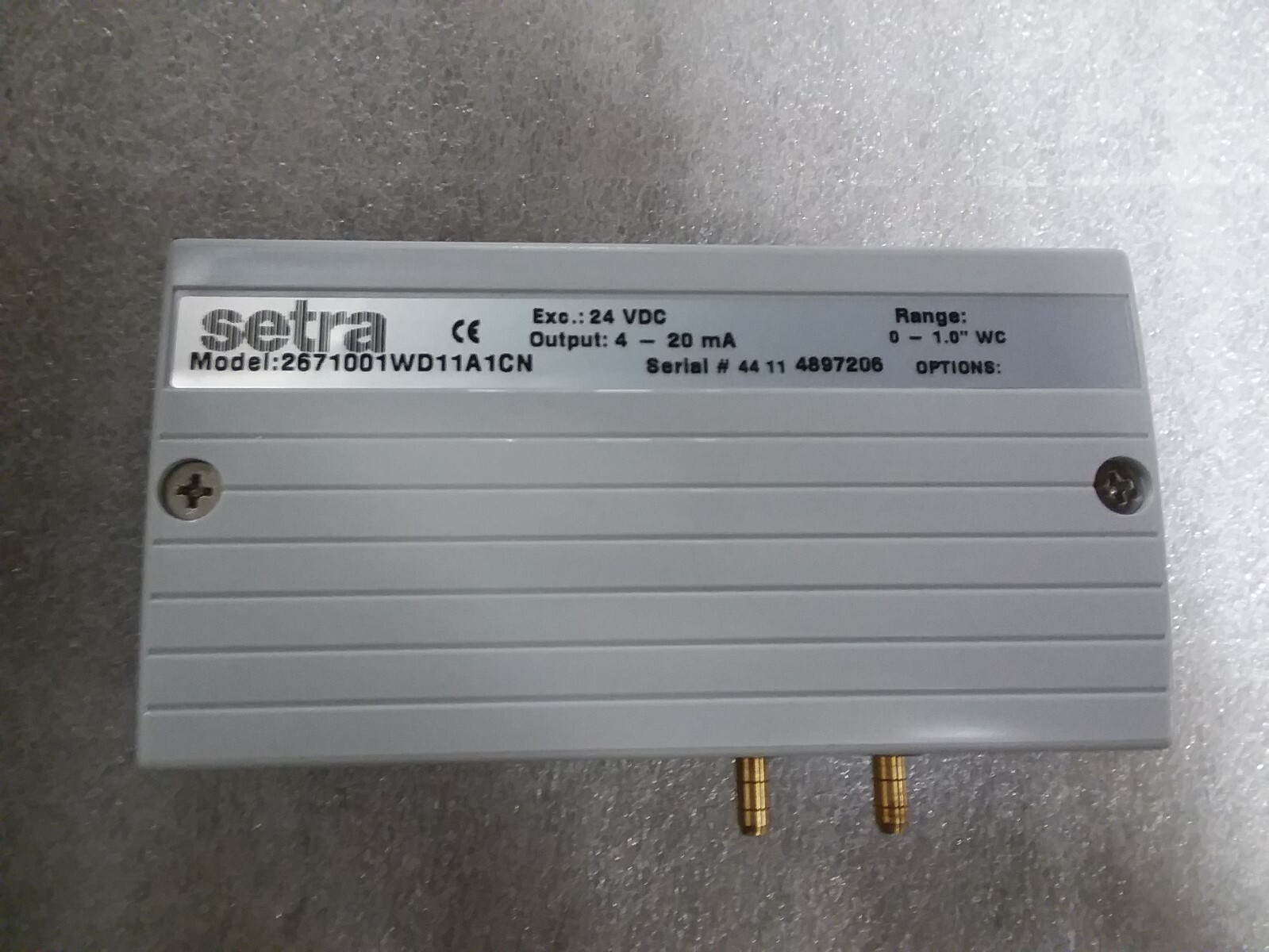 267 Setra 2671001WD11A1CN Very Low Differential Pressure Transducer 0 - 1" wc