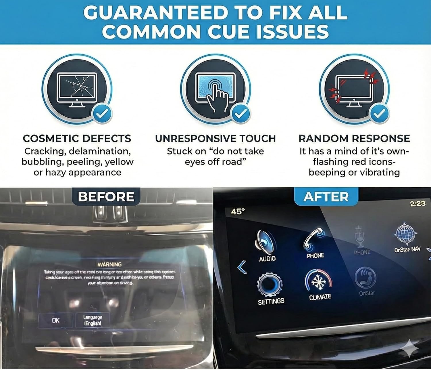 Cadillac CUE Premium Touch Screen Replacement – Upgraded Ultra-Responsive Quantu
