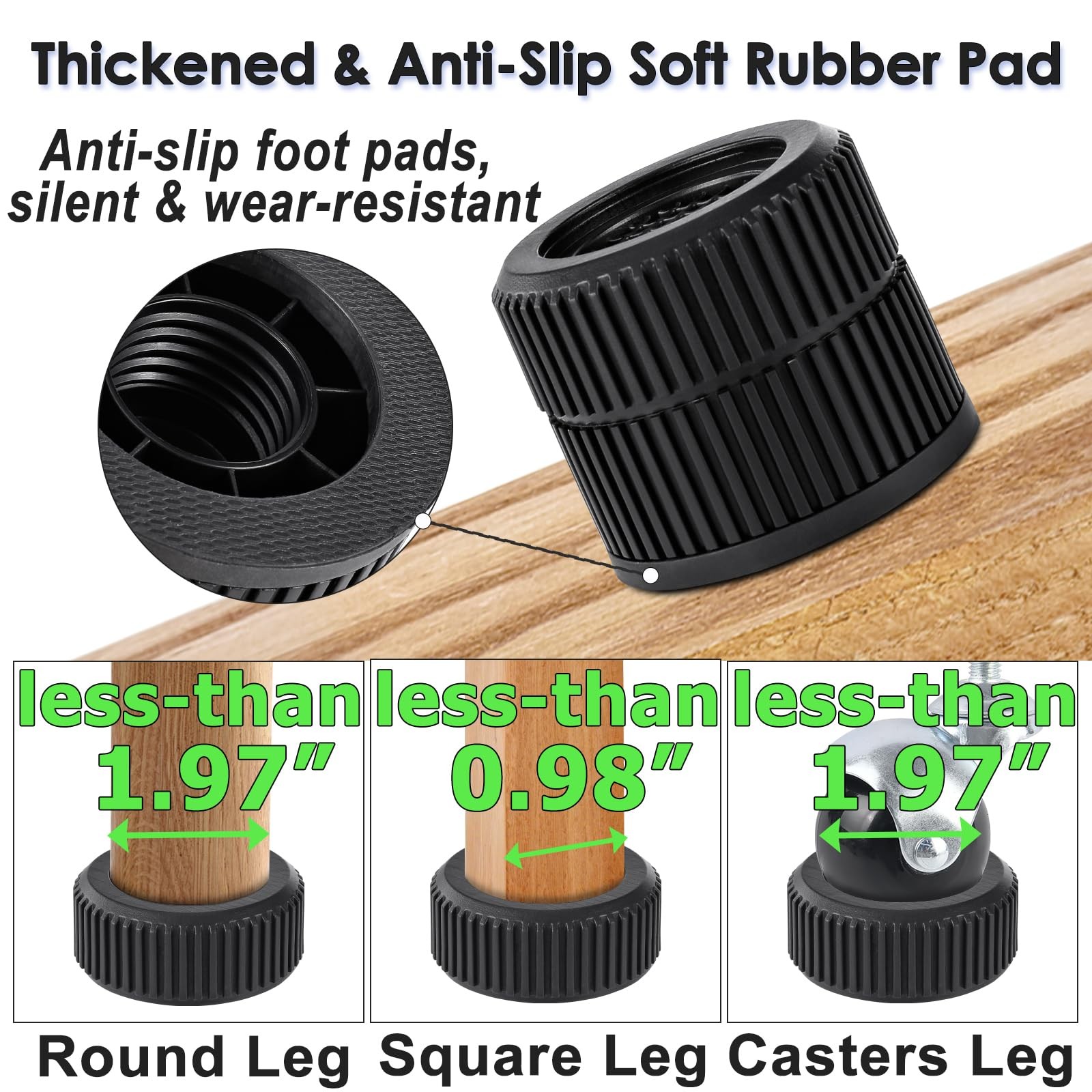 Round Bed Risers 4-Packs Adjustable Furniture Leg Extenders, Stackable(1.3" -...