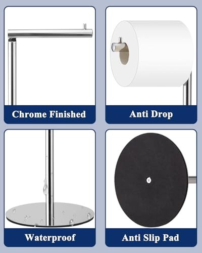 Toilet Paper Holder Stand, Free Standing Toilet Paper Roll Holder with Reserve