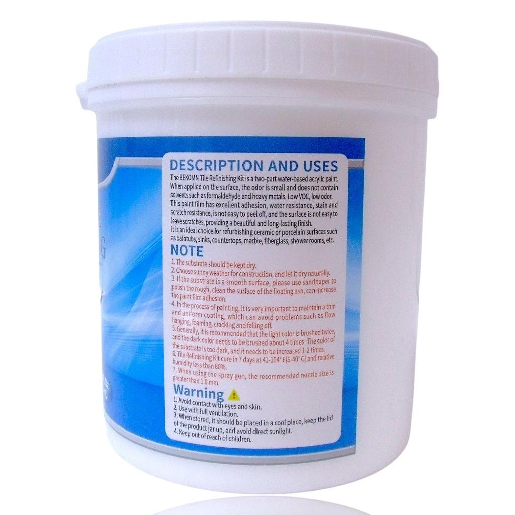 Tub & Tile White Paint Refinishing Kit w/ Tools Bathtub or Sink 33 oz Bekomn New