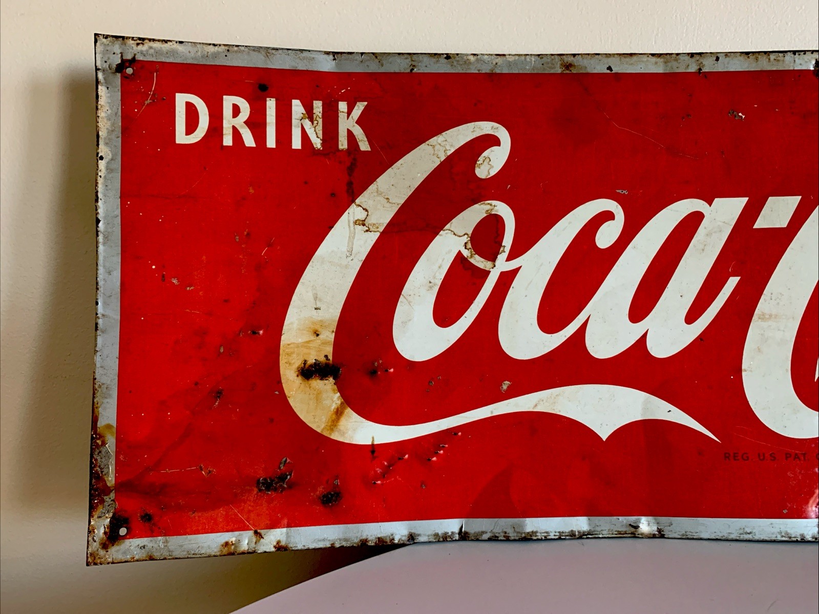 Original Mid Century Vintage Coca Cola Metal Sign Coke Advertising 33.5” X 11.5”