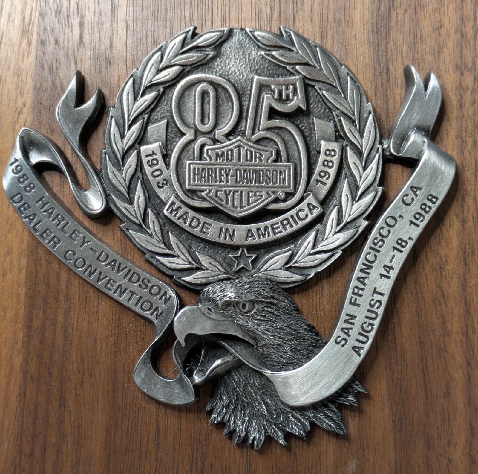 Vintage 1988 Harley Davidson Dealer Convention 85th Anniversary NOS Wall Plaque