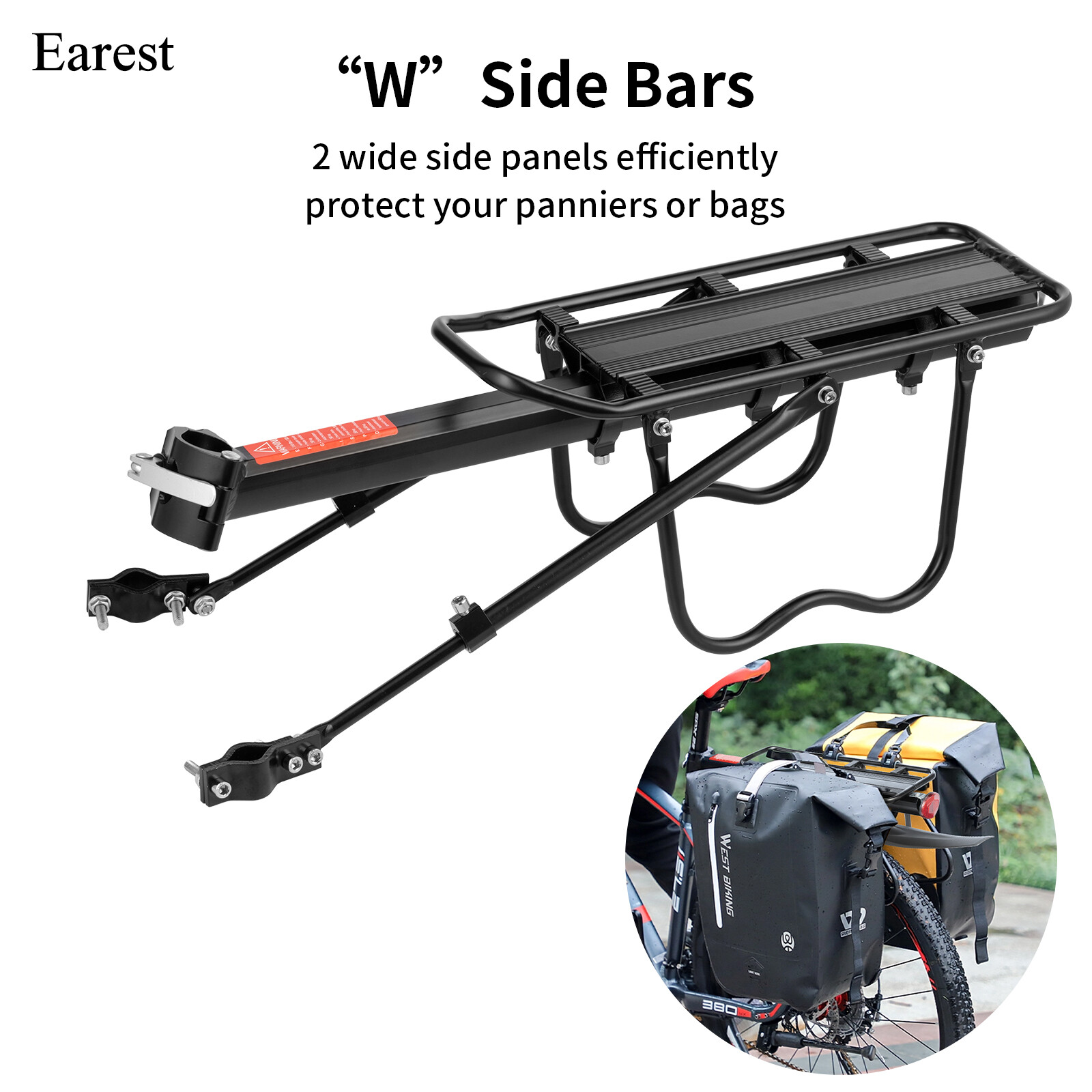 Bike Rear Rack Carrier Pannier Luggage Cargo Bicycle Mountain Bike With Fender