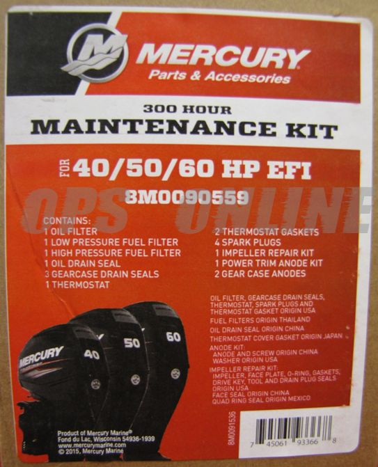 Mercury 300 Hour Maintenance Kit & Oil 40-60 HP EFI 4Stroke BF CT 8M0090559