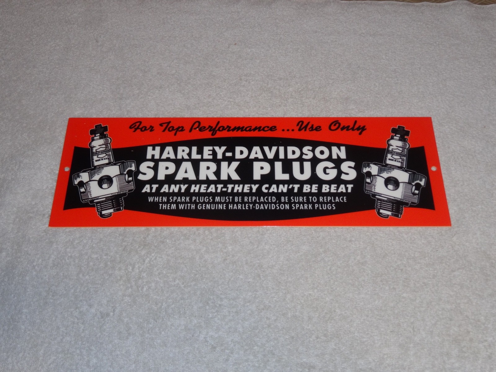 VINTAGE HARLEY DAVIDSON MOTORCYCLE SPARK PLUG PORCELAIN METAL GASOLINE OIL SIGN!