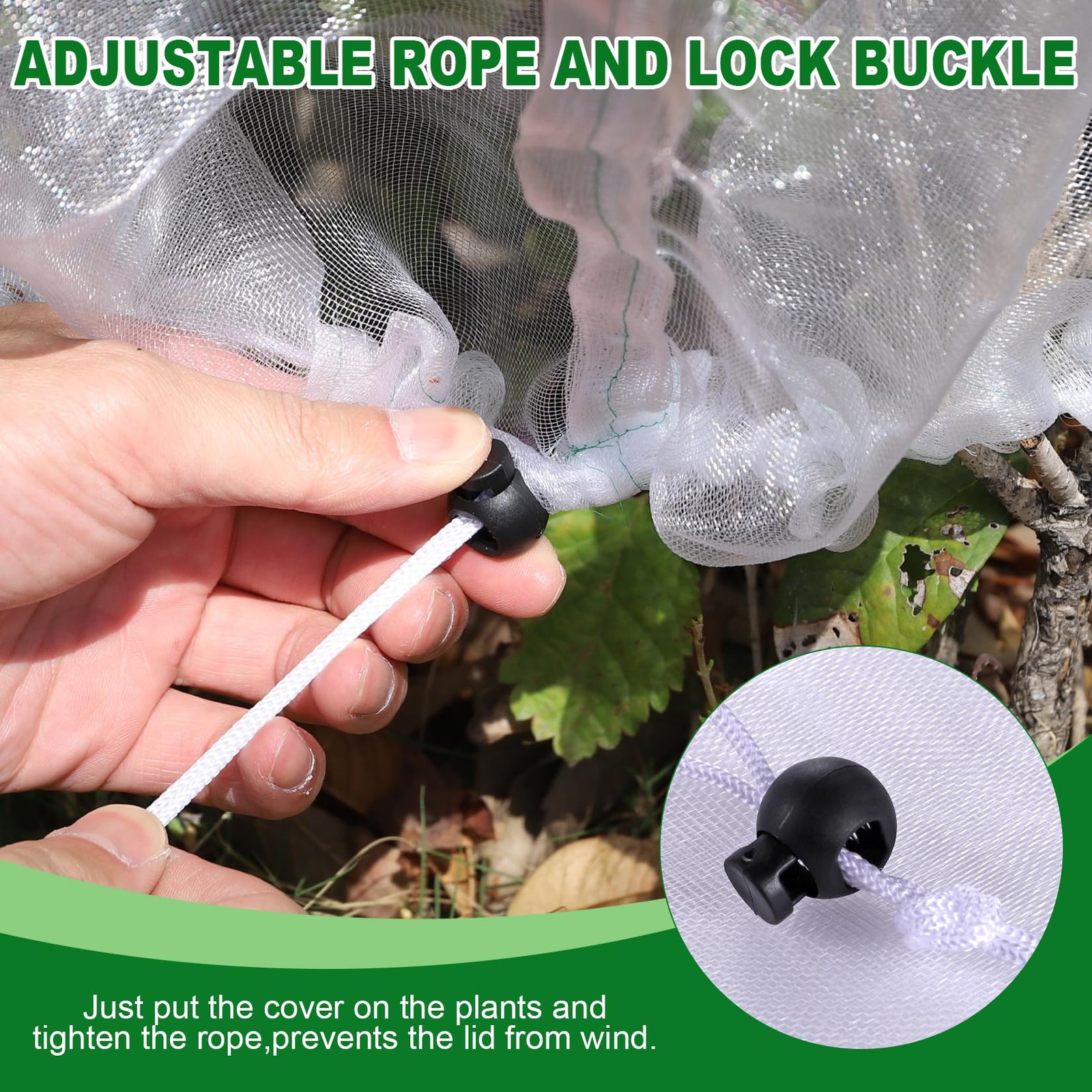 4 Pack Garden Netting for Blueberry Bushes 2.7ftx 3.3ft with Drawstring Garde...