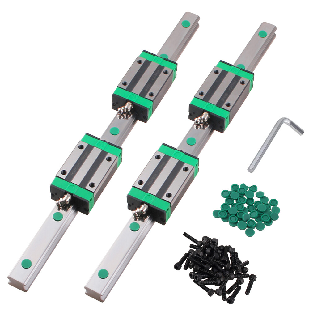 2PCS HGR20 Linear Guide Rail 200~2200mm +4PCS HGH20CA Slide Blocks for CNC DIY