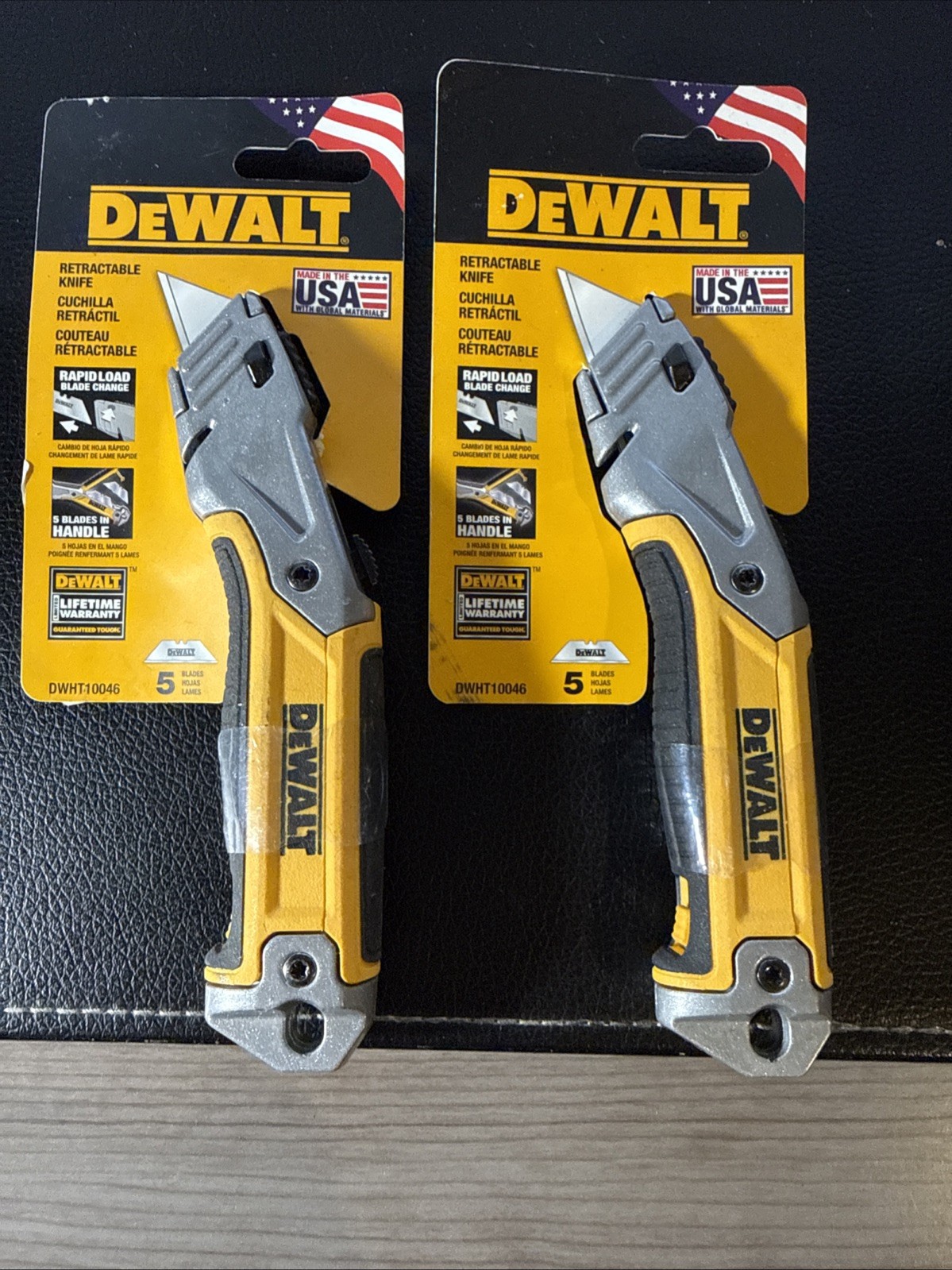 2 NEW DEWALT DWHT10046 Standard Retractable Utility 5 Blades