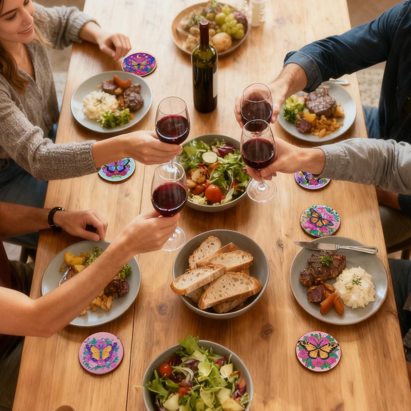 Butterfly Diamond Painting Coasters Kits with Holder, DIY Butterfly Diamond Art