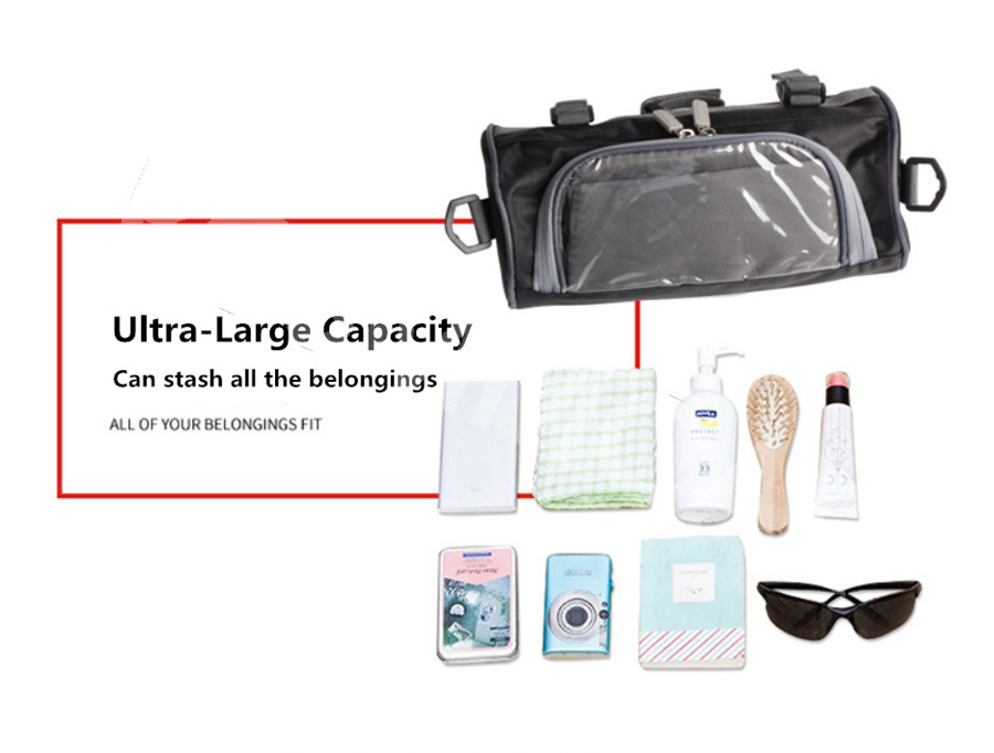 Motorcycle Handlebar Storage Bag Waterproof Front Fork Pouch Bag Capacity 2.5L