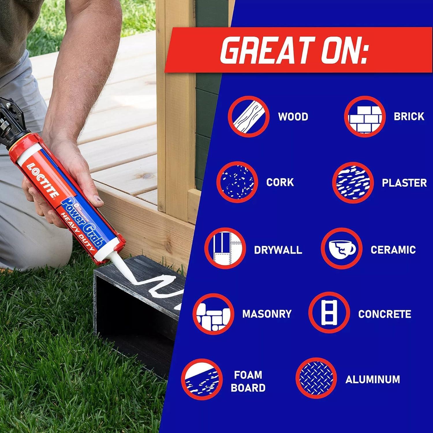 Loctite Power Grab Heavy Duty, White Construction Adhesive, 9 fl oz Cartridge